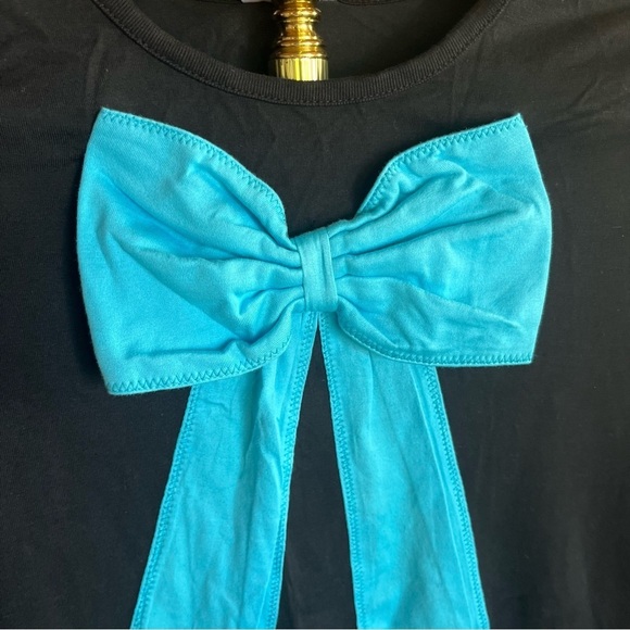 HANNA ANDERSSON ~ Black Long Sleeve Dress with Blue Bow and Trim New - Picture 2 of 8